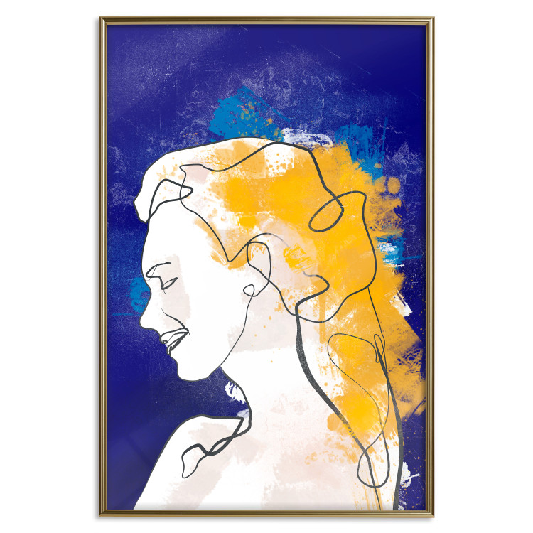 Wall Poster Portrait in Blue - abstract landscape of a woman on a blue background 135652 additionalImage 22