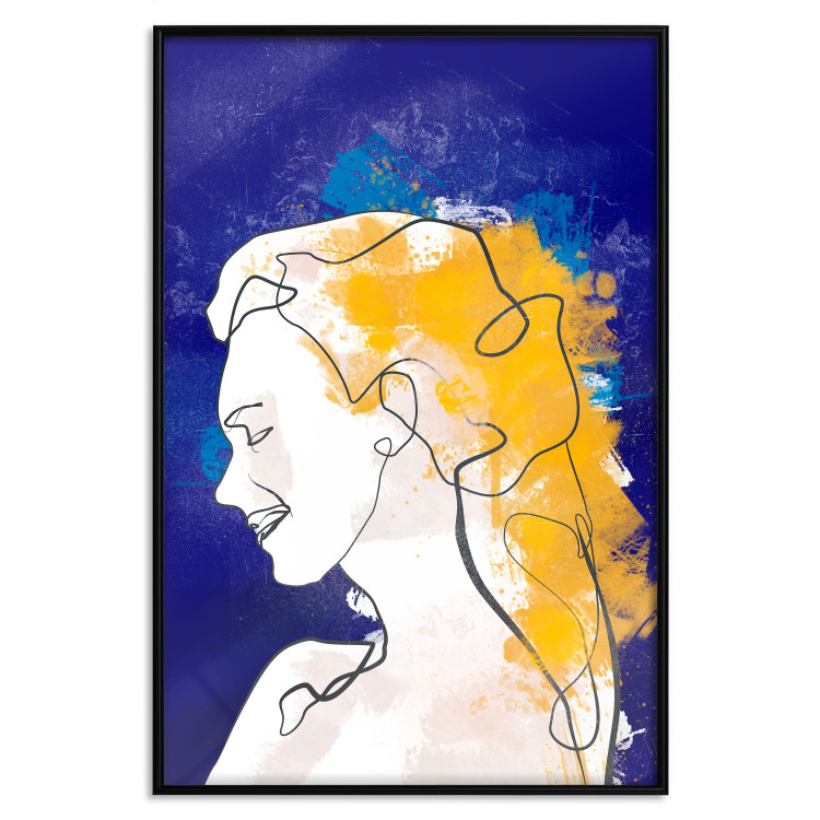 Wall Poster Portrait in Blue - abstract landscape of a woman on a blue background 135652 additionalImage 23