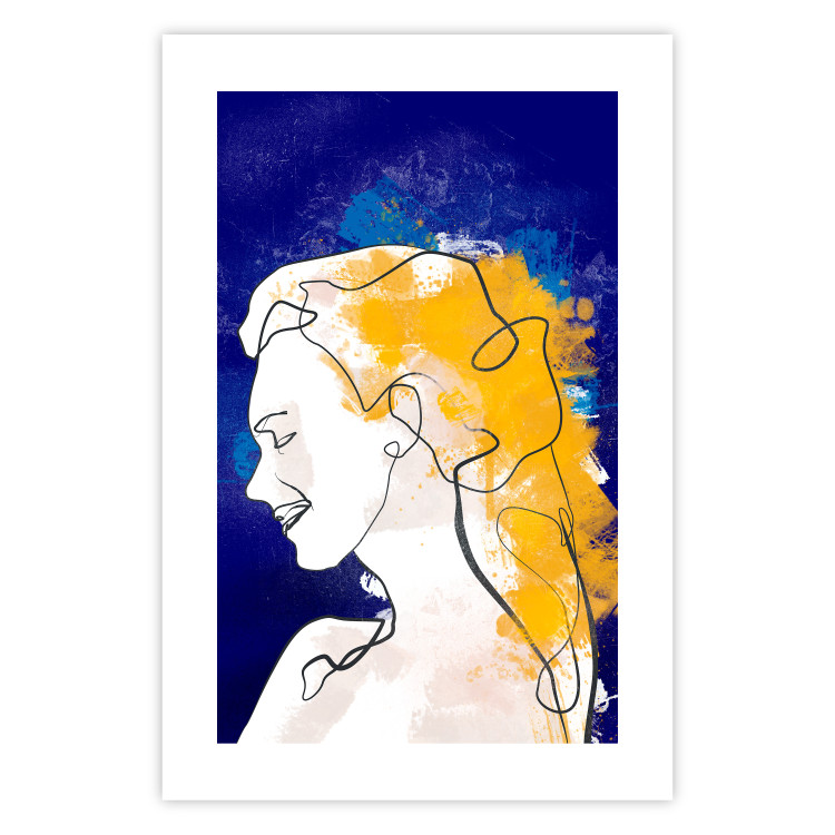 Wall Poster Portrait in Blue - abstract landscape of a woman on a blue background 135652 additionalImage 21