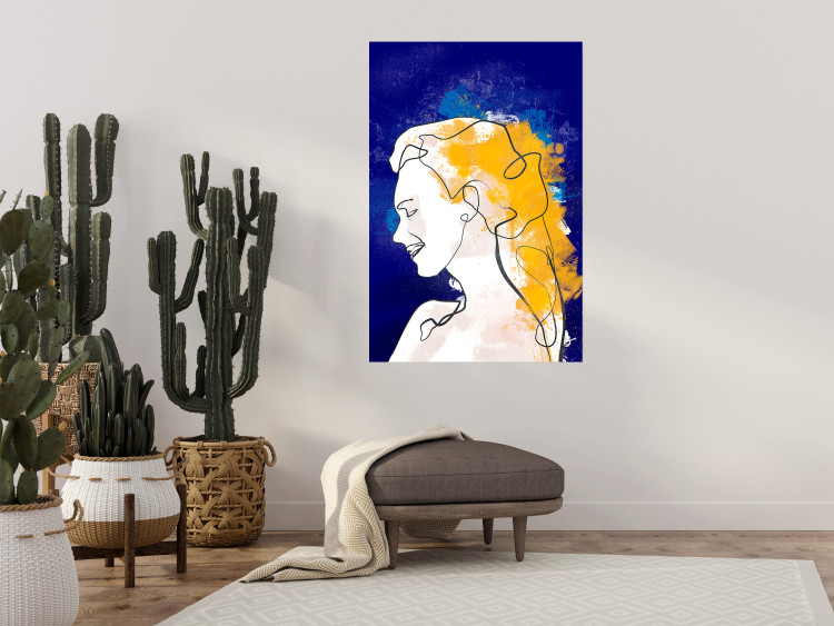Wall Poster Portrait in Blue - abstract landscape of a woman on a blue background 135652 additionalImage 9