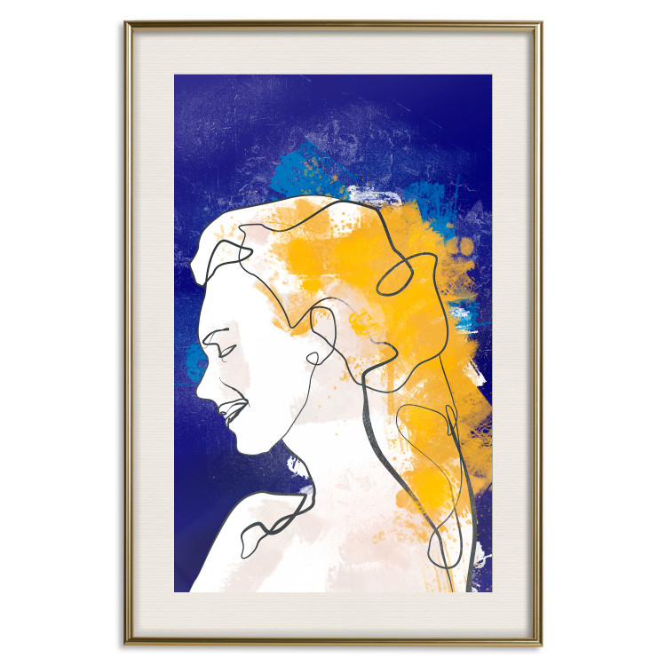 Wall Poster Portrait in Blue - abstract landscape of a woman on a blue background 135652 additionalImage 26