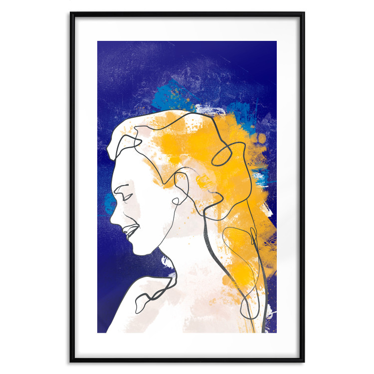Wall Poster Portrait in Blue - abstract landscape of a woman on a blue background 135652 additionalImage 20