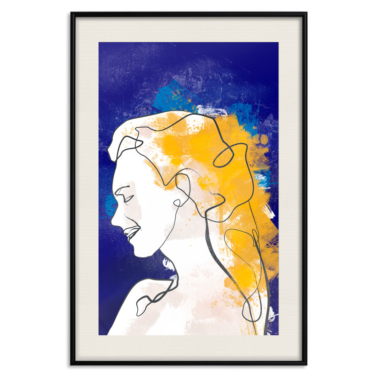Wall Poster Portrait in Blue - abstract landscape of a woman on a blue background 135652 additionalImage 27
