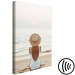 Canvas Art Print Woman in hat on the beach - Marine landscape with sunset 135852 additionalThumb 6