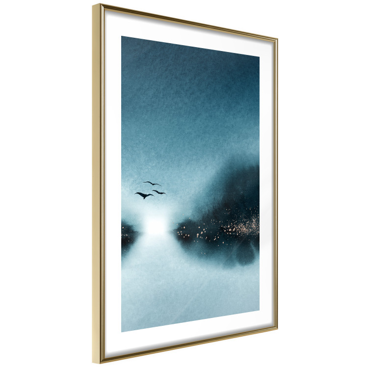 Wall Poster Flight at Dawn - a landscape of the night sky and birds on a blue background 136052 additionalImage 2