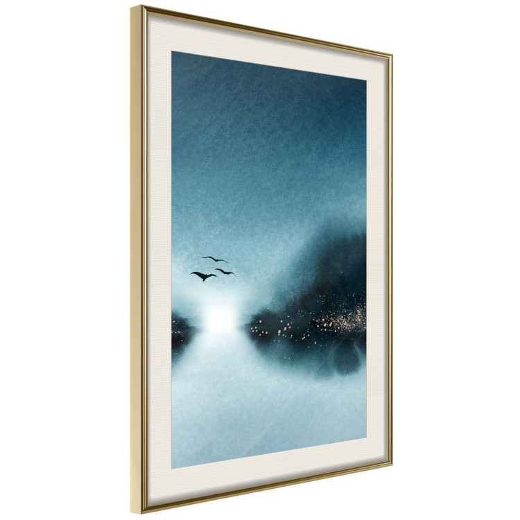 Wall Poster Flight at Dawn - a landscape of the night sky and birds on a blue background 136052 additionalImage 3