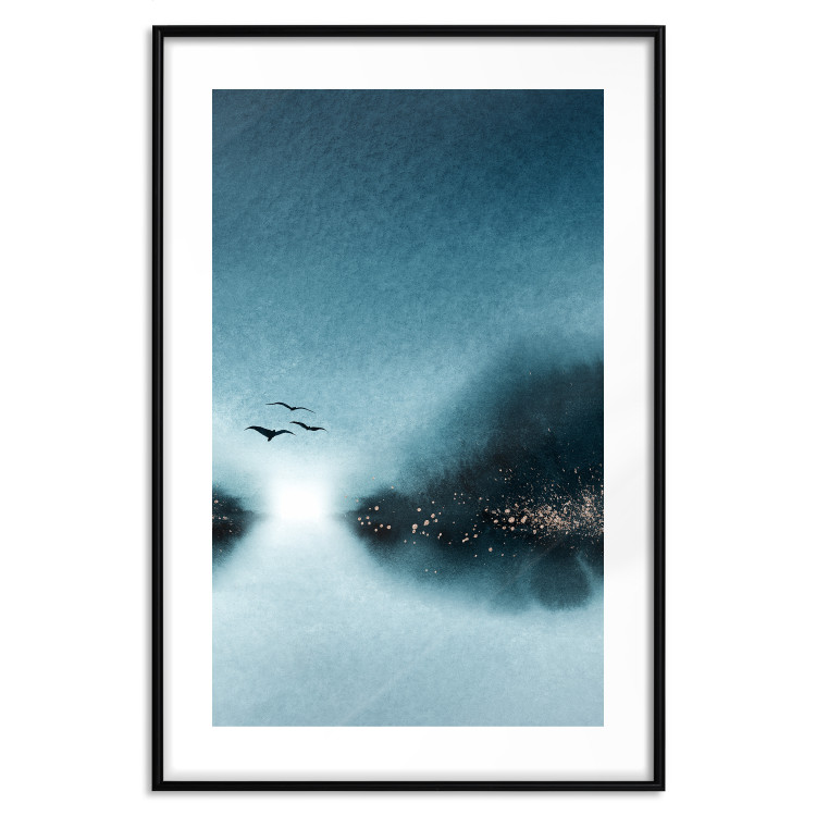 Wall Poster Flight at Dawn - a landscape of the night sky and birds on a blue background 136052 additionalImage 16