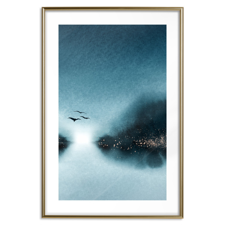 Wall Poster Flight at Dawn - a landscape of the night sky and birds on a blue background 136052 additionalImage 19