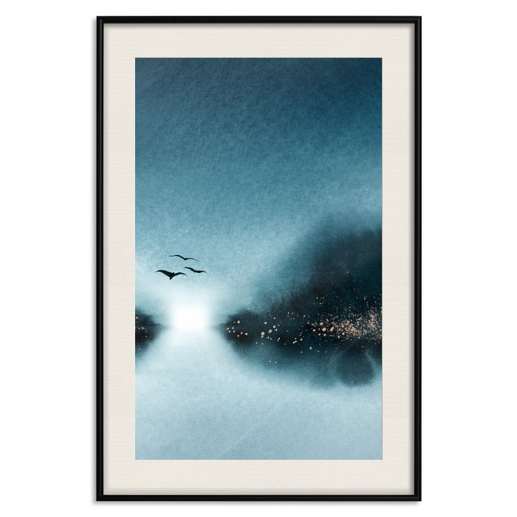Wall Poster Flight at Dawn - a landscape of the night sky and birds on a blue background 136052 additionalImage 21