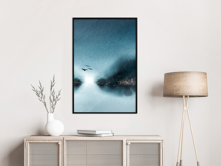 Wall Poster Flight at Dawn - a landscape of the night sky and birds on a blue background 136052 additionalImage 18