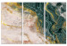 Canvas Golden Veins in Malachite (3-piece) - modern abstraction with beige 138752