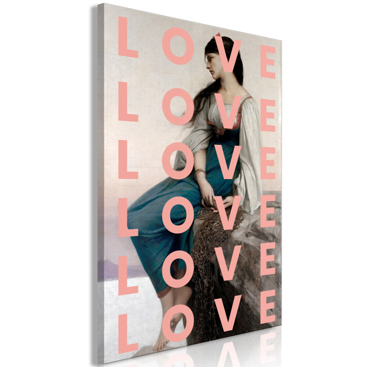 Canvas Great Feeling (1-piece) Vertical - love text and woman in the background 138852 additionalImage 2