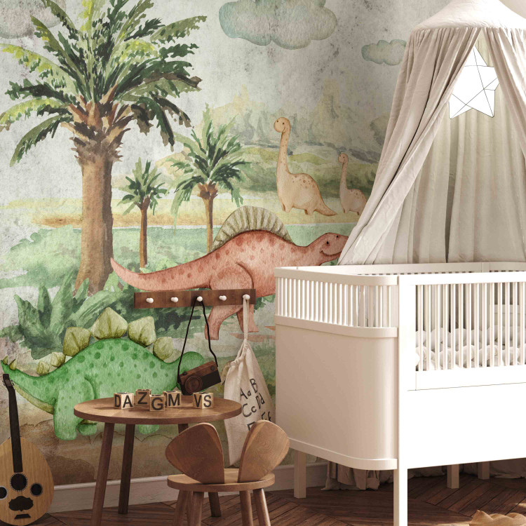 Wall Mural Children's landscape - picturesque landscape with colourful dinosaurs 143452 additionalImage 5