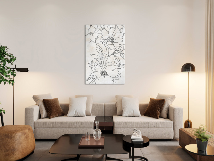 Canvas Charcoal Sketches (1-piece) - black and white line art in delicate flowers 143952 additionalImage 3