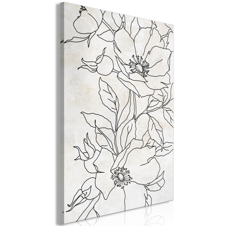 Canvas Charcoal Sketches (1-piece) - black and white line art in delicate flowers 143952 additionalImage 2