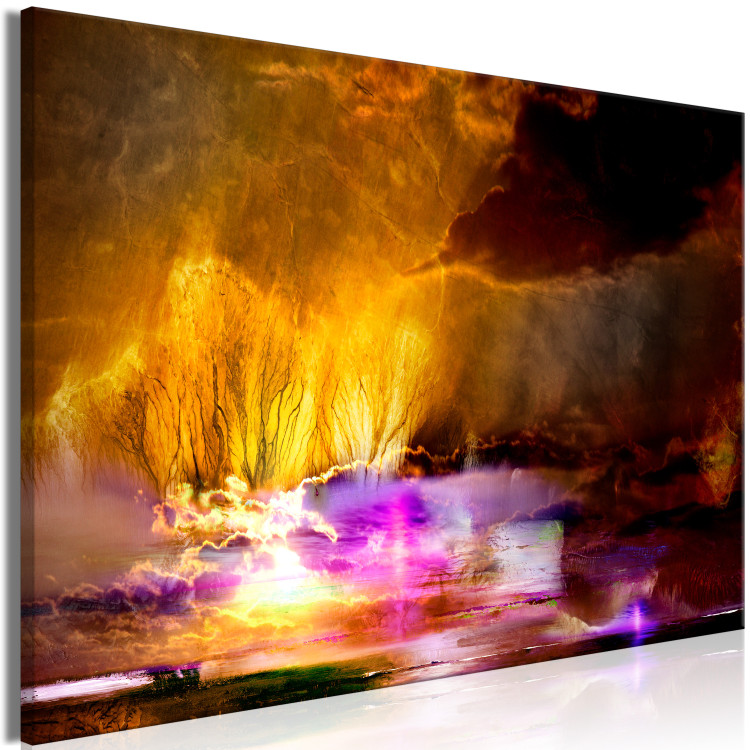 Canvas Art Print Hot Evening (1-piece) - abstract view of fiery clouds 144052 additionalImage 2