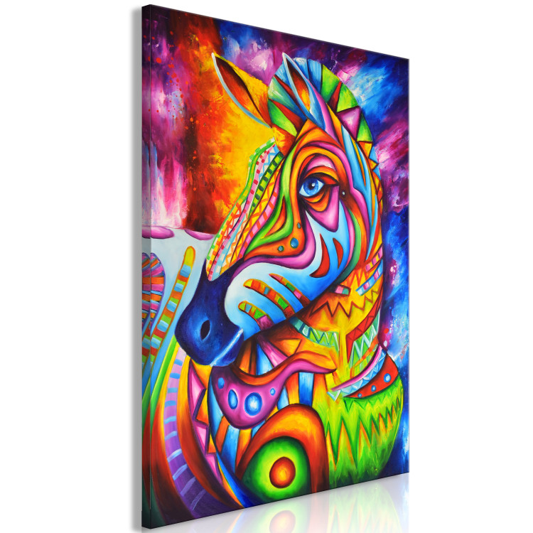 Canvas Art Print Zebra III (1-piece) - colorful fantasy with a quadruped mammal 144752 additionalImage 2