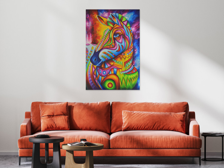 Canvas Art Print Zebra III (1-piece) - colorful fantasy with a quadruped mammal 144752 additionalImage 3