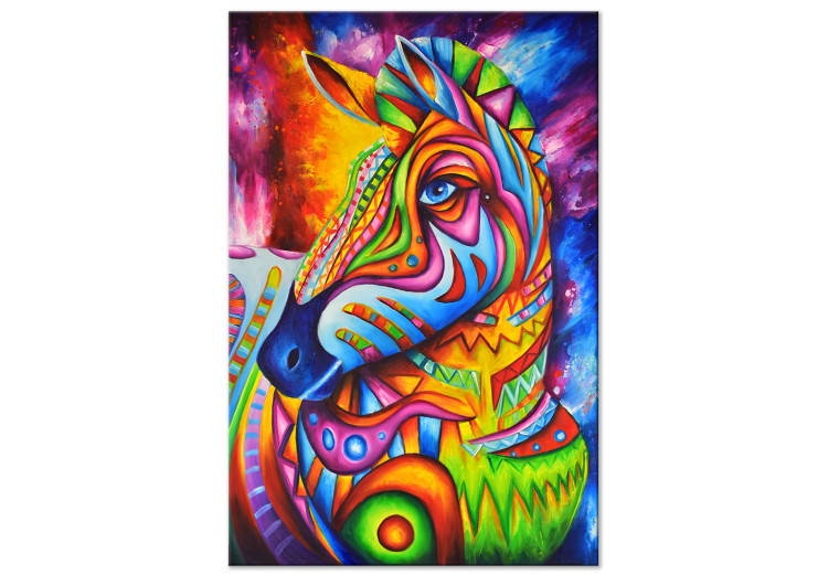 Canvas Art Print Zebra III (1-piece) - colorful fantasy with a quadruped mammal 144752