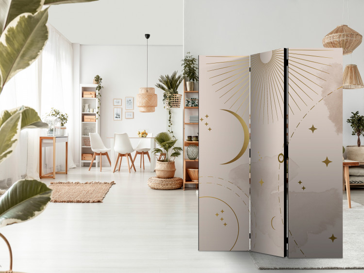 Room Divider Screen Golden Constellation - Geometric Shapes of the Moon and Stars 146152 additionalImage 2