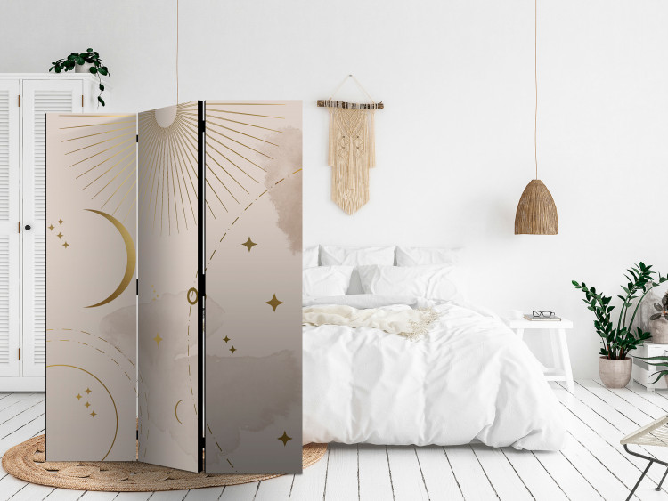 Room Divider Screen Golden Constellation - Geometric Shapes of the Moon and Stars 146152 additionalImage 4