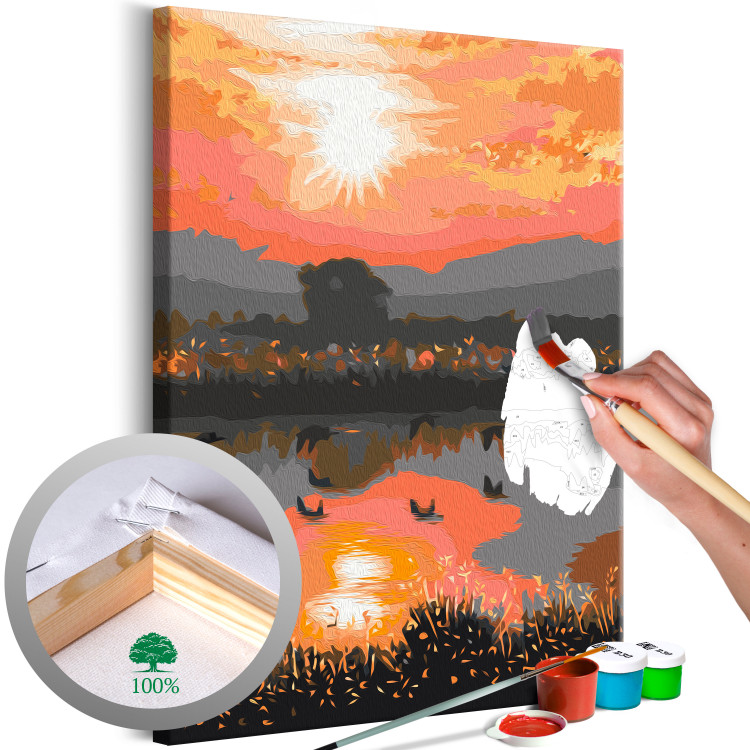 Paint by Number Kit Peaceful Lake - Landscape with Sunset over the Water 146552