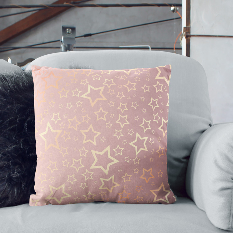 Decorative Microfiber Pillow Sweet dreams - a subtle pattern of gold stars on a pink background cushions 146852 additionalImage 6