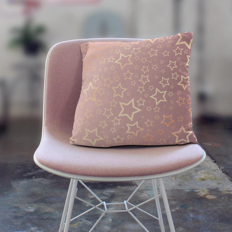 Decorative Microfiber Pillow Sweet dreams - a subtle pattern of gold stars on a pink background cushions 146852 additionalImage 5