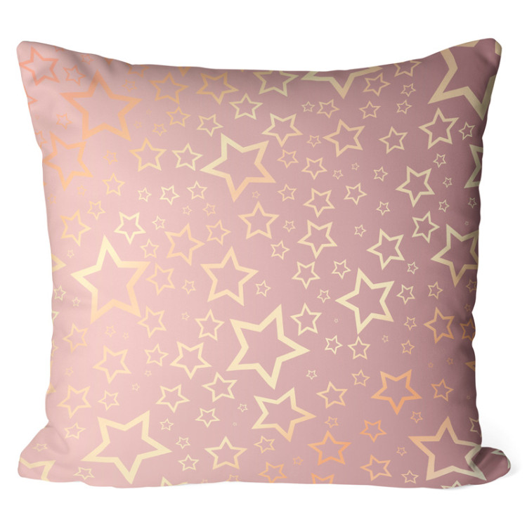 Decorative Microfiber Pillow Sweet dreams - a subtle pattern of gold stars on a pink background cushions 146852