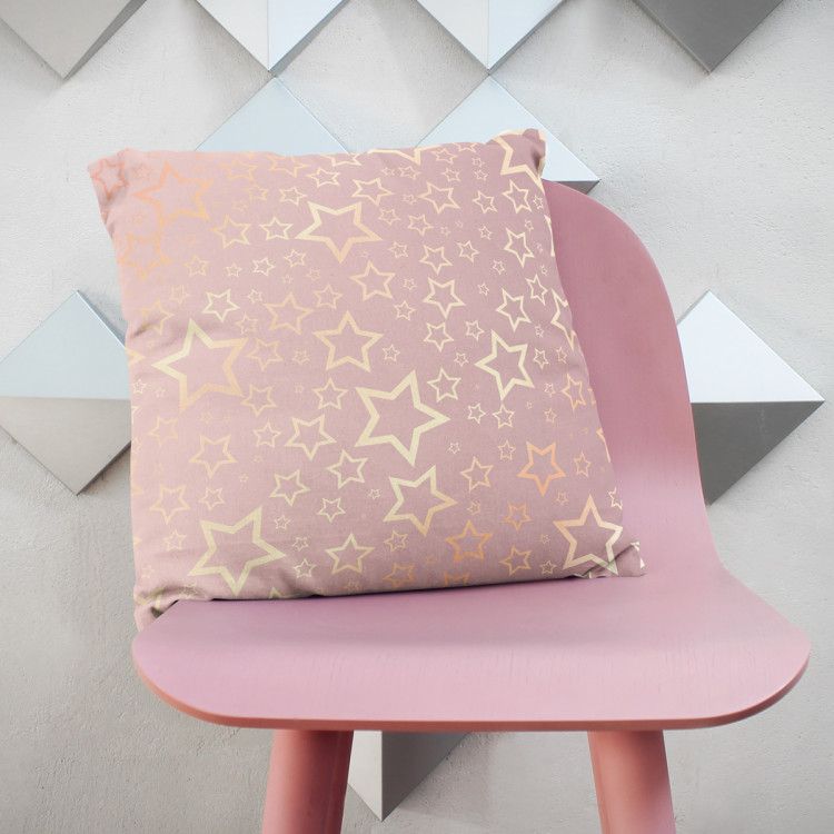 Decorative Microfiber Pillow Sweet dreams - a subtle pattern of gold stars on a pink background cushions 146852 additionalImage 3
