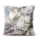 Decorative Velor Pillow Floral impression - composition inspired by nature in green and grey 147252