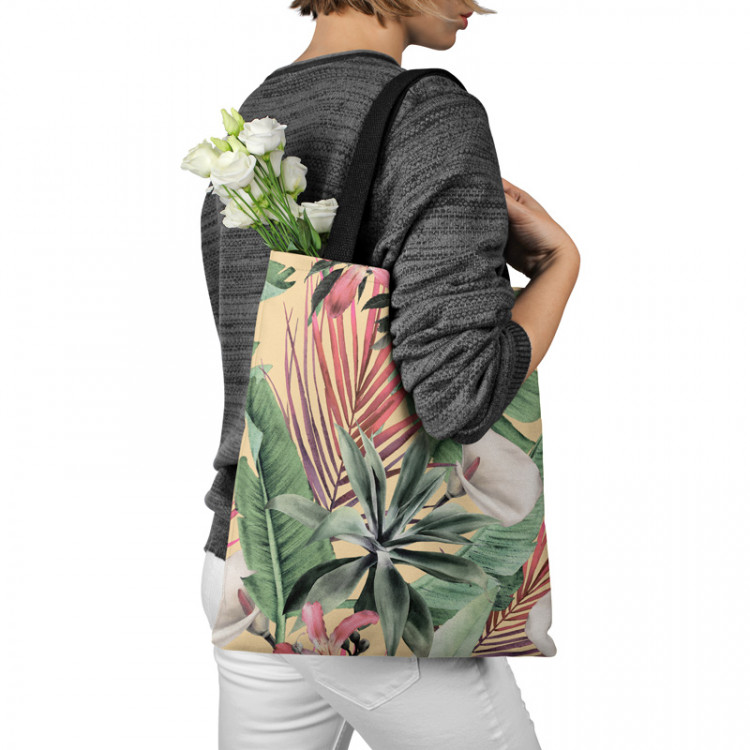 Shopping Bag Rainforest flora - a floral pattern with white flowers and leaves 147552 additionalImage 3