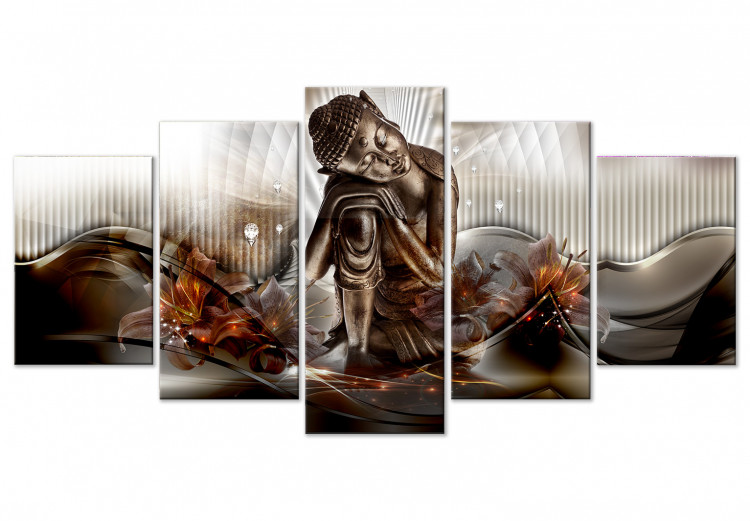 Canvas Print Buddha - Resting Prophet Wrapped in Dark Lilies 147652