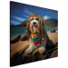Canvas Print AI Bearded Collie Dog - Rasta Animal Chilling on Paradise Beach - Square 150252 additionalThumb 2