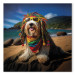 Canvas Print AI Bearded Collie Dog - Rasta Animal Chilling on Paradise Beach - Square 150252