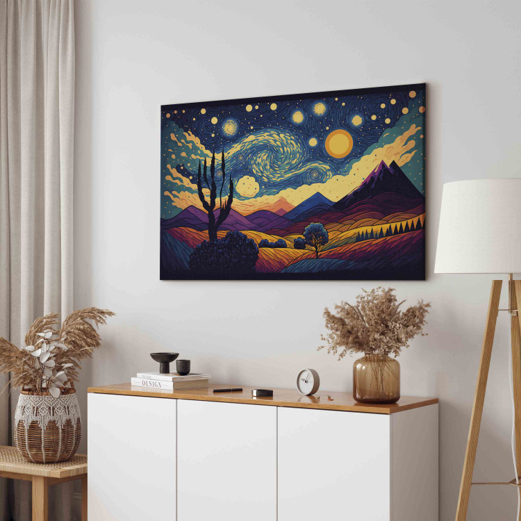 Canvas Impressionistic Landscape - Mountains and Meadows Under a Sky Full of Stars 151052 additionalImage 5