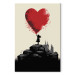 Canvas Red Heart - A Figure With a Balloon on a City Background Inspired by Banksy 151752 additionalThumb 7