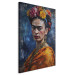 Canvas Art Print Frida Kahlo - Painterly Portrait of the Artist on a Dark Blue Background 152252 additionalThumb 2