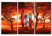 Canvas Art Print Family walk - African family with sunset and savanna in the background 49252