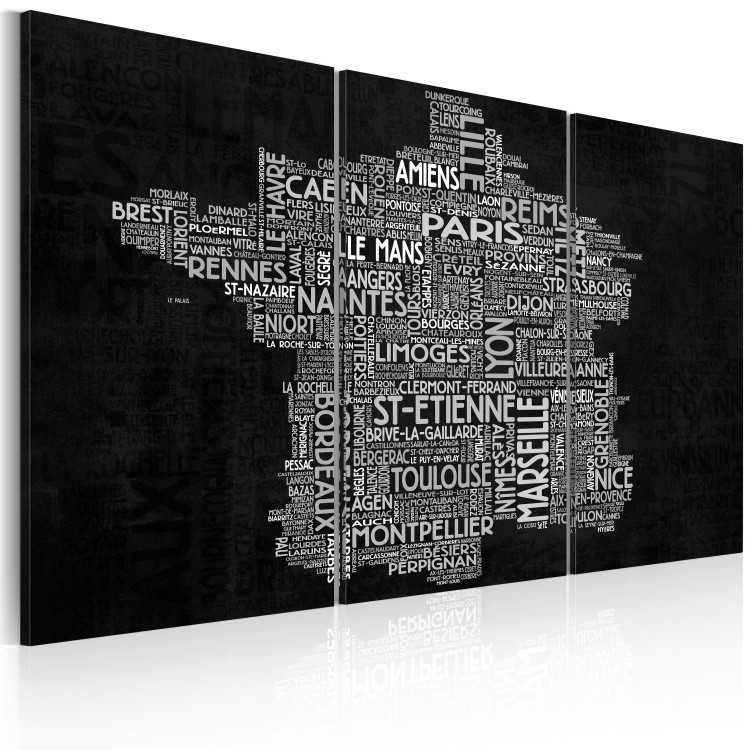 Canvas Print Typographic France (3-part) - inscriptions arranged in the shape of the country 55252 additionalImage 2