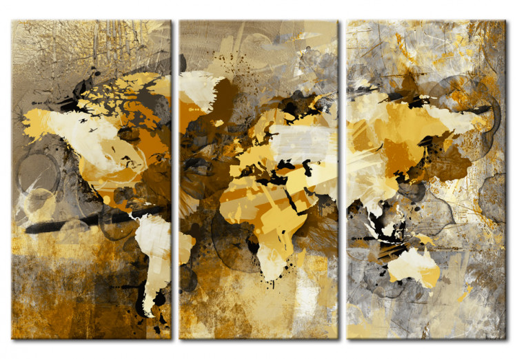 Canvas Map of the World - Chaos - triptych 55452
