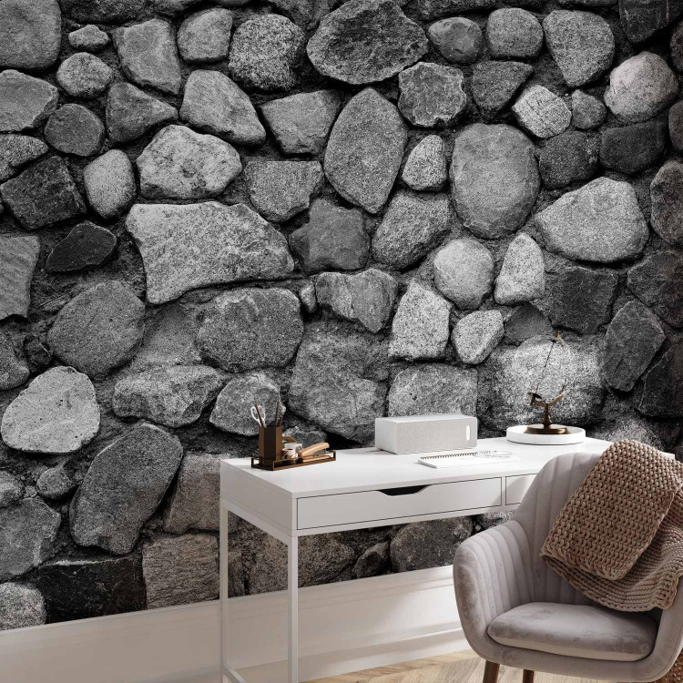 Photo Wallpaper Grey defence - textured background of irregular stones in grey 90552 additionalImage 4