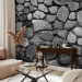 Photo Wallpaper Grey defence - textured background of irregular stones in grey 90552