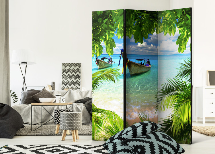 Room Divider Screen Tropical Paradise - landscape of azure sea and tropical vegetation 95352 additionalImage 4