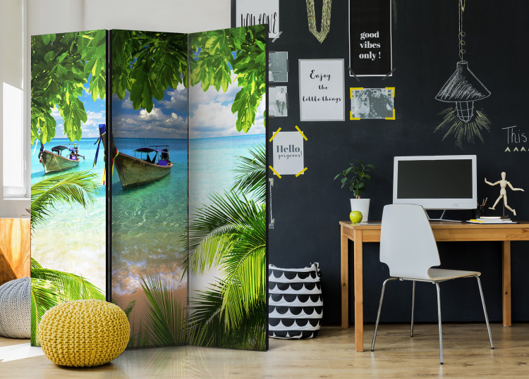 Room Divider Screen Tropical Paradise - landscape of azure sea and tropical vegetation 95352 additionalImage 2