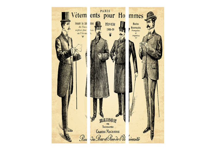Folding Screen Vêtements pour Homme - men and French captions in retro style 95552 additionalImage 3