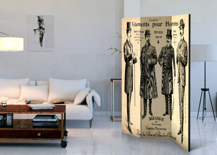 Folding Screen Vêtements pour Homme - men and French captions in retro style 95552 additionalImage 2