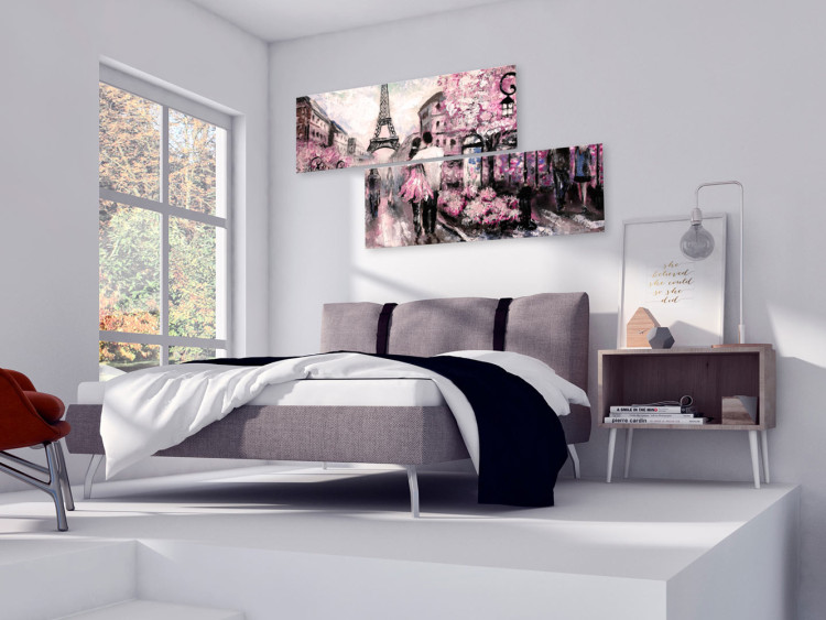 Canvas Print Love: Pink Paris - Artistic Depiction of City with Eiffel Tower 97552 additionalImage 3