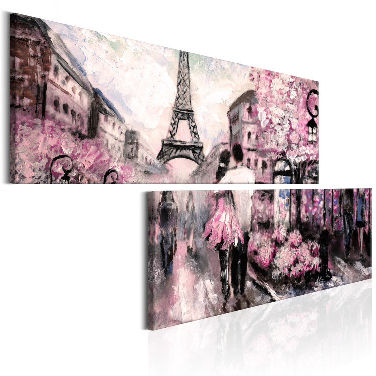 Canvas Print Love: Pink Paris - Artistic Depiction of City with Eiffel Tower 97552 additionalImage 2