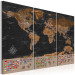 Canvas Art Print World: Brown Map II - World Map in English with Country Flags 98052 additionalThumb 2